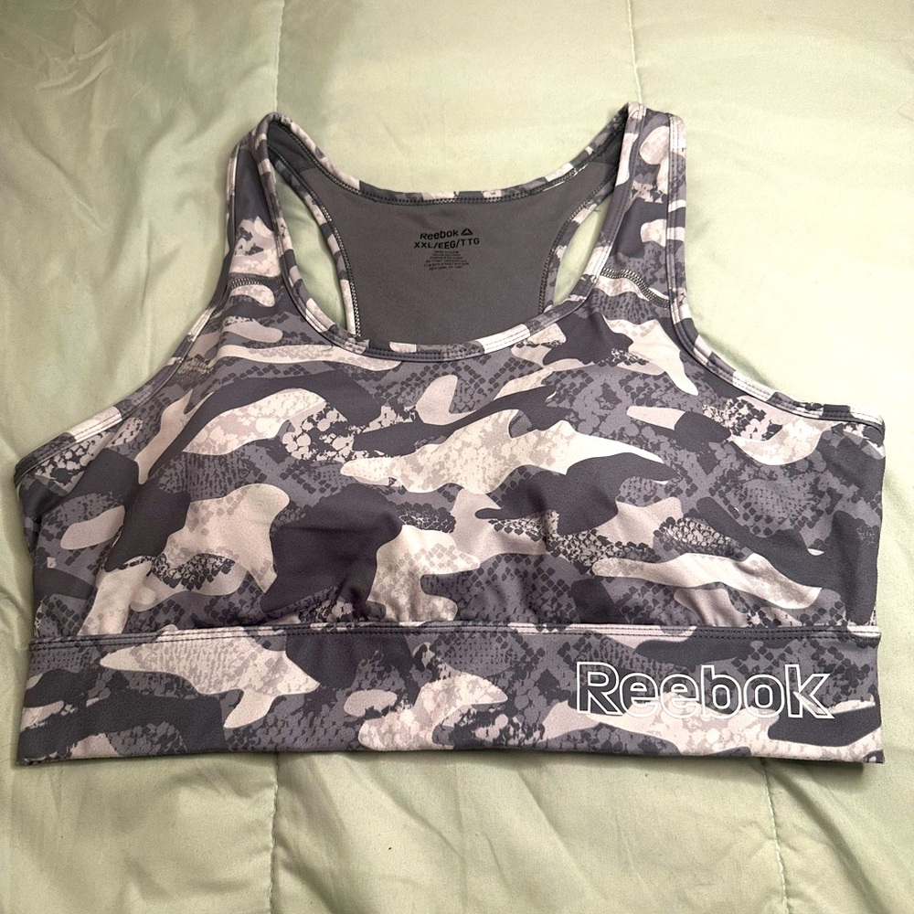 Reebok Gray Camo Sports Bra Size XXL